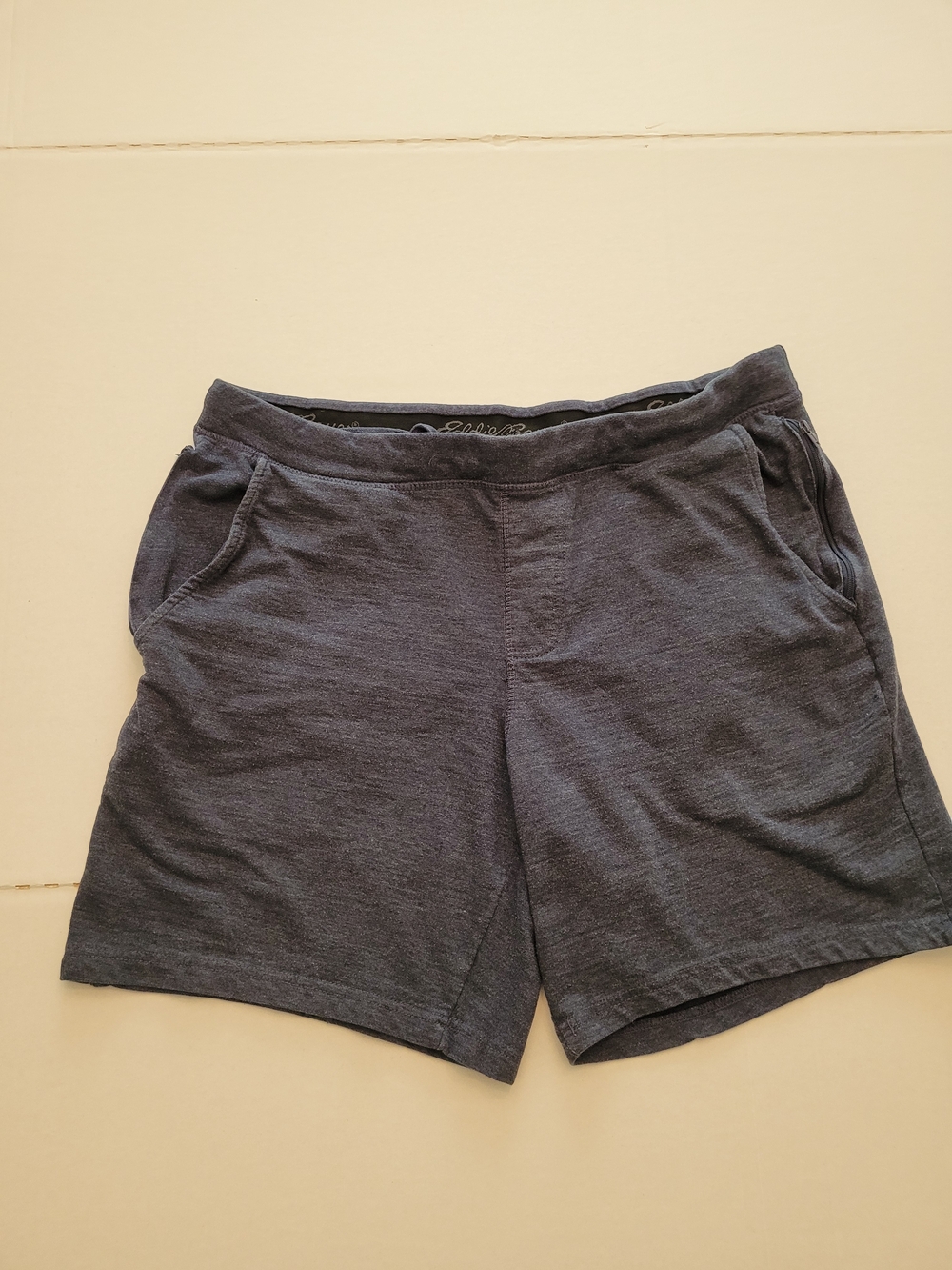 Eddie Bauer Men's Athletic/Lounge Pull- On Shorts,Pockets,  Navy, SZ L